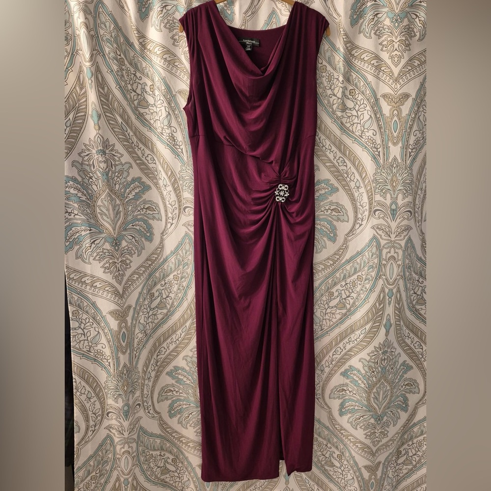 R&M Richards Red Strapless Asymmetrical Gown